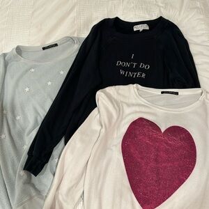 Lot of 3 wild fox sweaters.